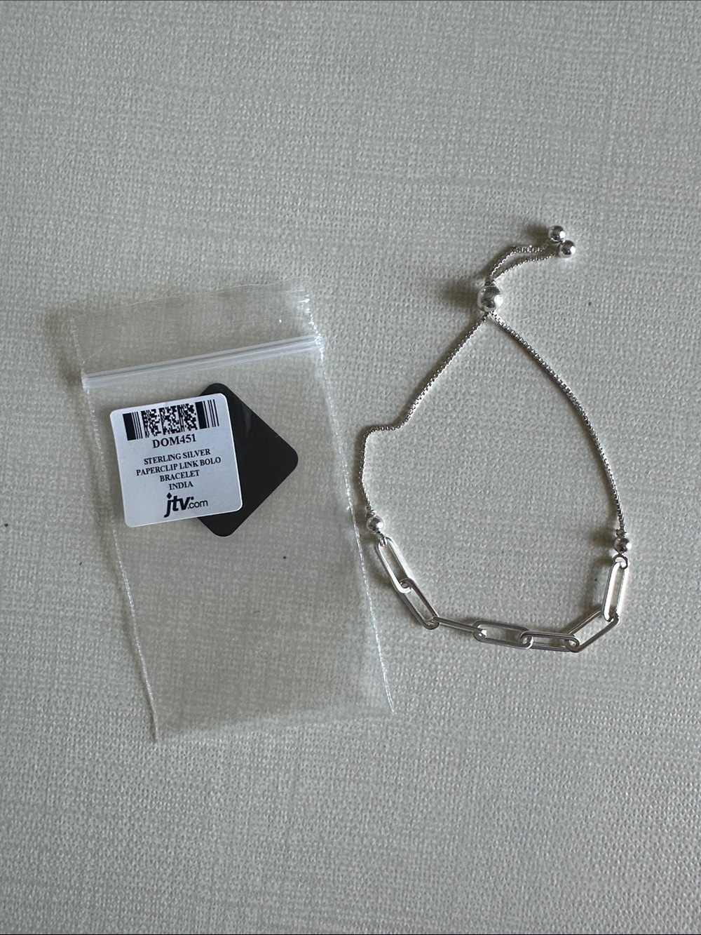 JTV Sterling Silver Paperclip Link Bolo Bracelet - Silver